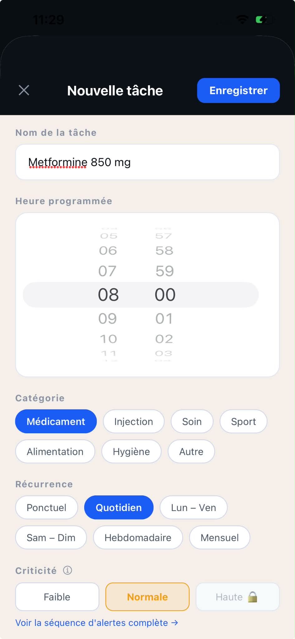 Création d'une nouvelle tâche dans Azuvida